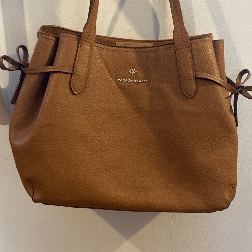 Nanette Lepore Tan Tote Bag with Bow Accents